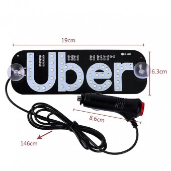 Placuta cu leduri UBER, culoare alb sau albastru, alimentare USB / bricheta auto