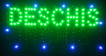 Reclama LED - DESCHIS - INCHIS - verde - rosu, de interior, 48 x 25 cm