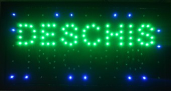 Reclama LED - DESCHIS - INCHIS - verde / rosu, de interior, 48 x 25 cm