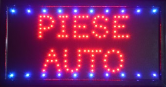 Reclama LED - PIESE AUTO - de interior, afisaj rosu / albastru
