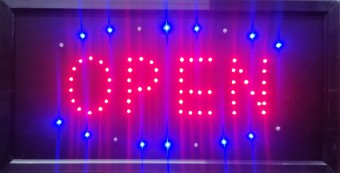 Reclama luminoasa LED - OPEN -  de interior, 48 x 25cm