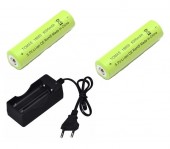 Acumulator Li Ion tip 18650 3,7V 5000mA, set 2 bucati, cu incarcator dublu