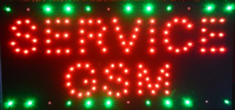 Reclama LED - SERVICE GSM - de interior, 48 x 25 cm