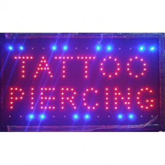 Reclama LED - TATTOO PIERCING - format mare 60 x 33 cm, de interior