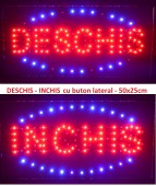 Reclama LED - DESCHIS - INCHIS - de interior, 48 x 25 cm